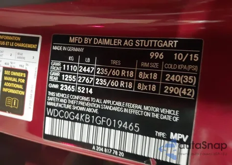 2016 Mercedes-Benz Glc 300 4Matic from USA, damaged, VIN WDC0G4KB1GF019465